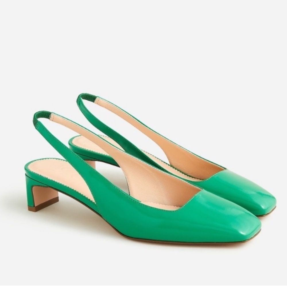 J. Crew Green Patent Slingback Mules
